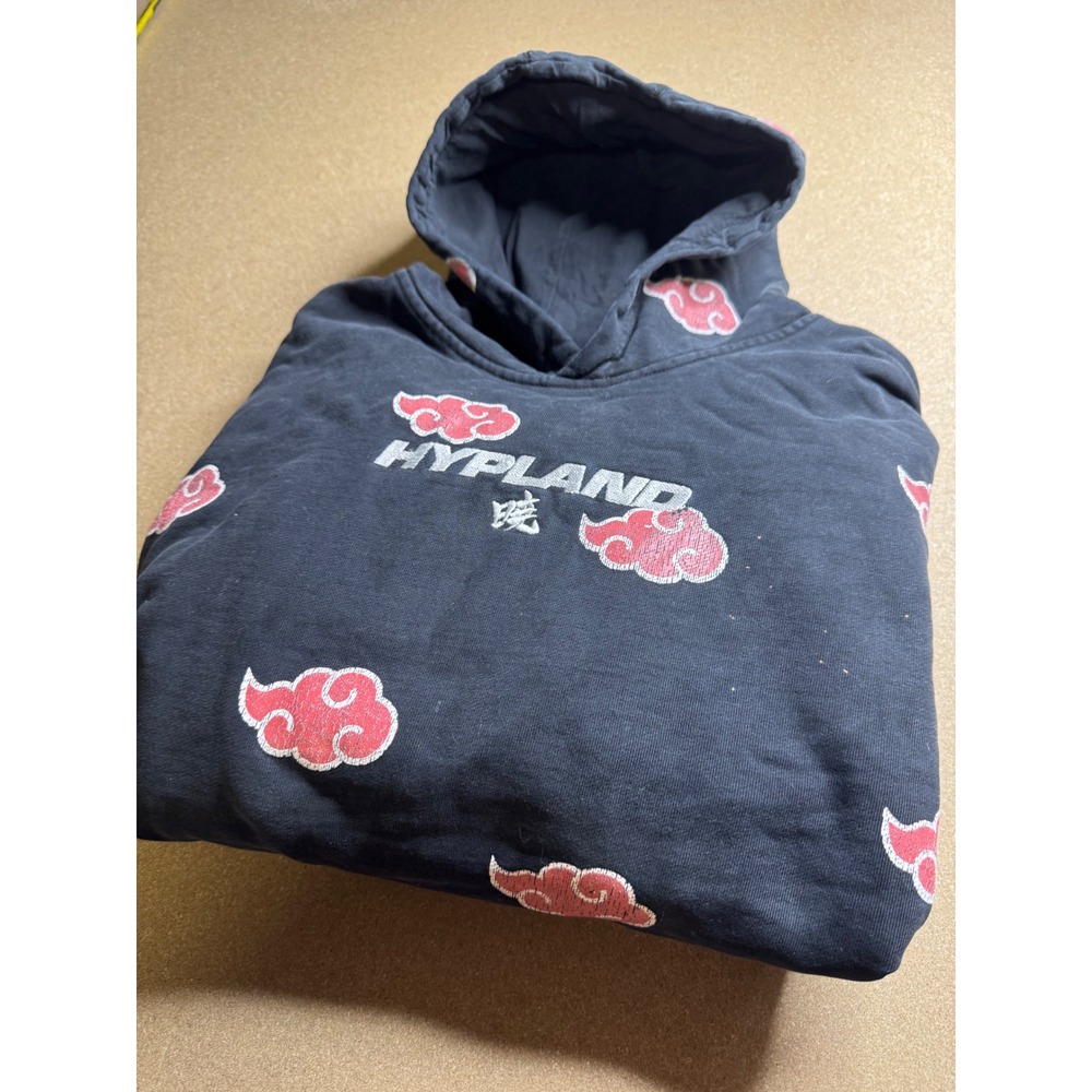 Hypland Naruto Akatsuki Cloud All Over Print Hoodie Black Red 2XL XXL Pullover
